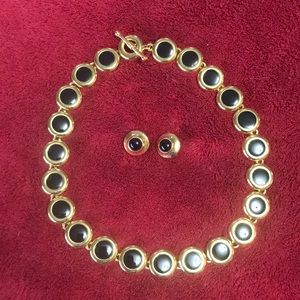 Gold and black semi choker and earrings